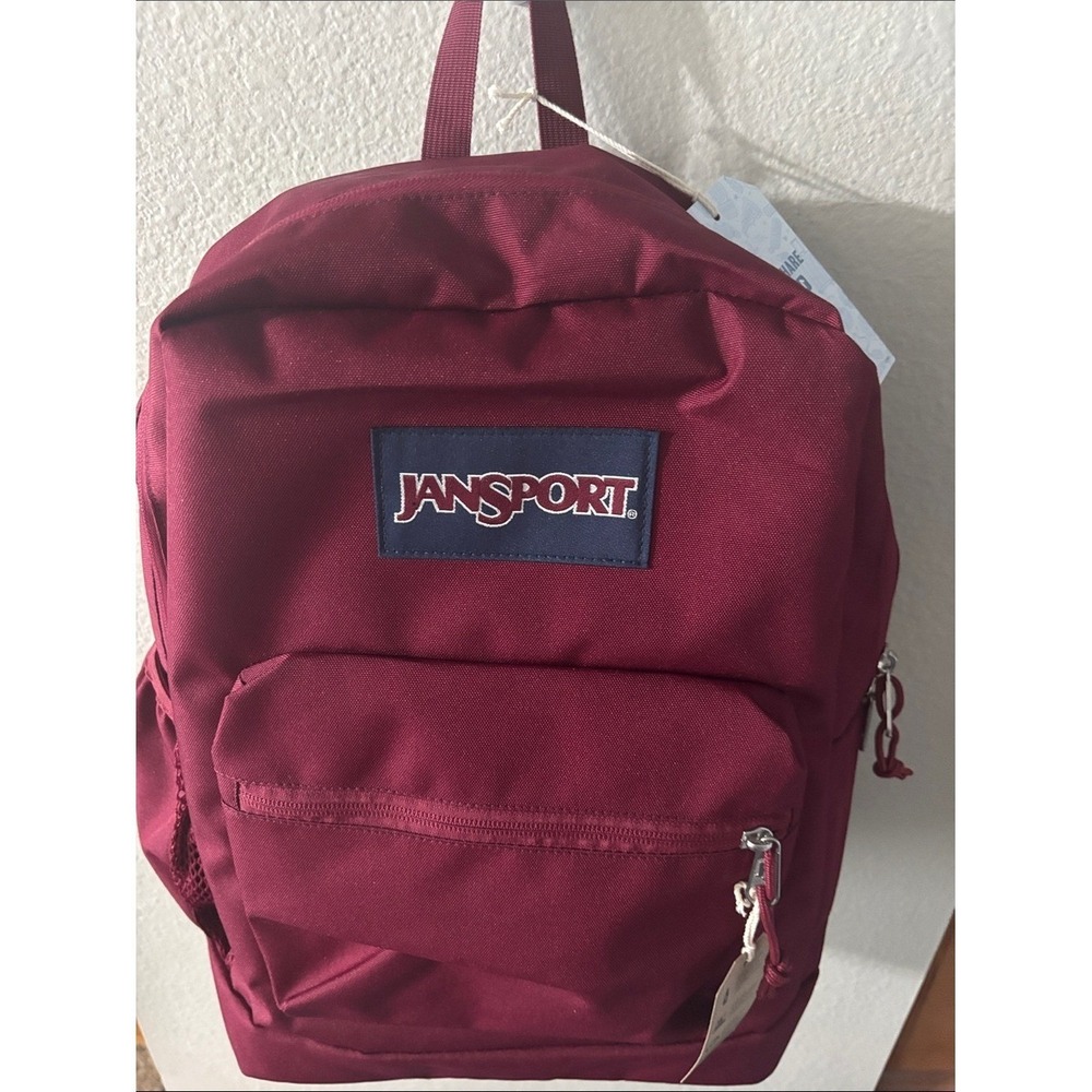 Jansport Maroon Cross Town Backpack Plus Laptop Sleeve 15" School Travel NEW - Picture 6 of 16